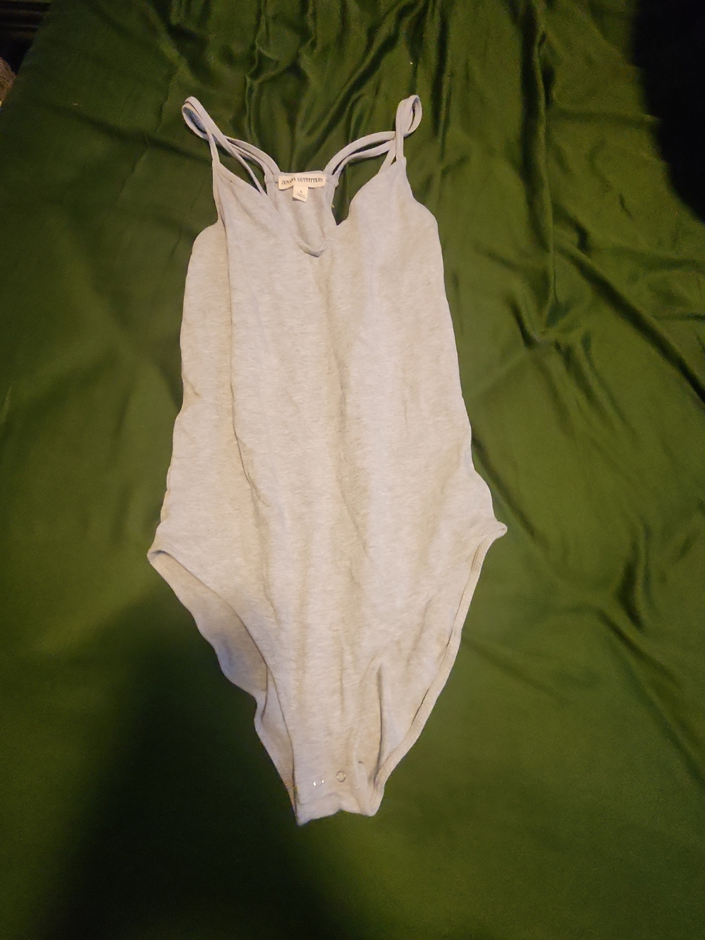 Zenana Gray Strappy Bodysuit Small
